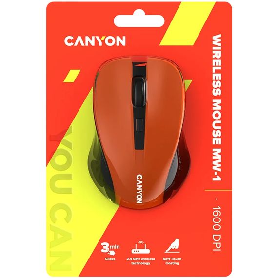 Мышь компьютерная безпроводная Canyon CNE-CMSW1O Orange оранжевая | Зображення 5