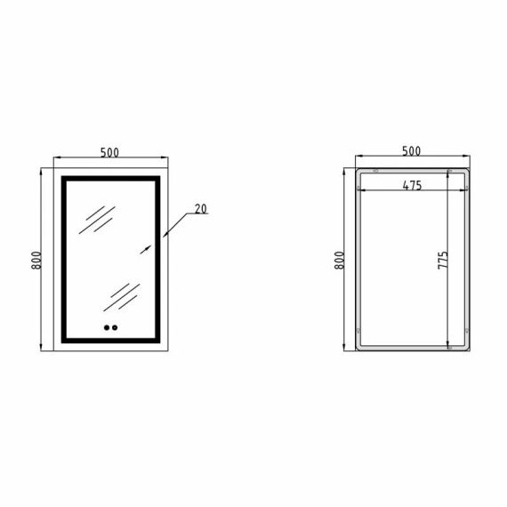 Зеркало Qtap Mideya (DC-F936) 500х800 с LED-подсветкой Touch, с антизапотеванием, диммером QT2078F936W | Зображення 1