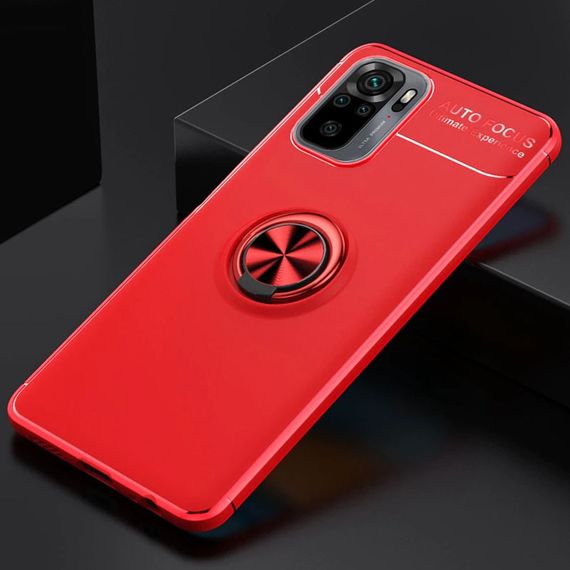 TPU чехол Deen ColorRing под магнитный держатель (opp) для Xiaomi Redmi Note 10 / Note 10s Кольцо-держатель, Красный / Красный | Зображення 1