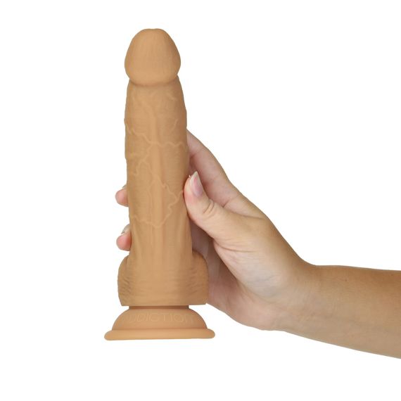 Фалоімітатор ADDICTION Dual Density Silicone Dildo Caramel 8″, присоска, діаметр 4,3 см, віброкуля | Зображення 5