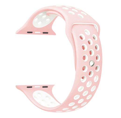 Спортивний ремінець з перфорацією Primo для Apple Watch 38mm / 40mm / 41mm - Pink&White | Зображення 2