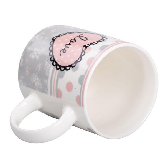 Чашка порцелянова 400 (мл) чашка для кави та чаю з написом та серцем Lugi RX-N240143GKV | Зображення 2