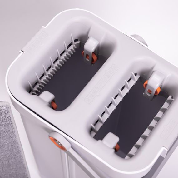 Набір для прибирання з плоскою шваброю та двосекційним відром з віджимом, насадка з мікрофібри, компактний HP-35015-19 | Зображення 6