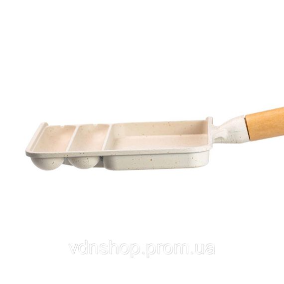 Сковорода прямоугольная на 3 секции с антипригарным покрытием бежевая HP39572W | Зображення 5