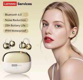 Наушники-кафы Lenovo LE302 - Мощный Бас, Bluetooth 6.0 золотистые