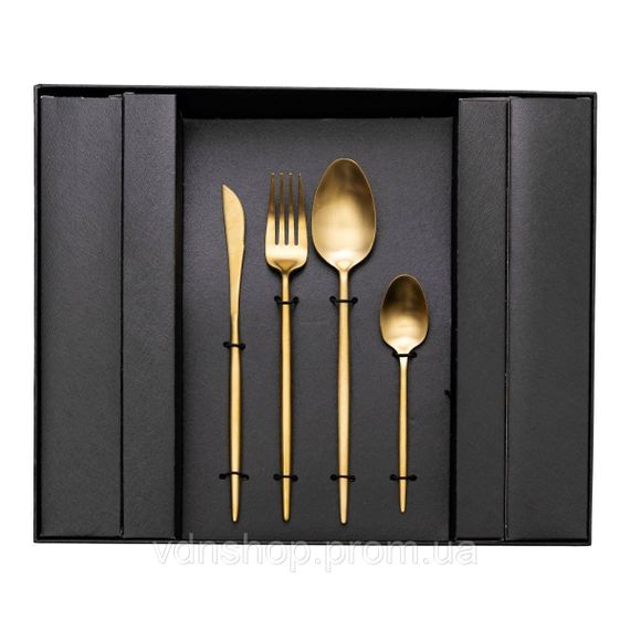 Набір столових приборів 24 предмети столовий набір на 6 персон Золотистий HP-20-17 | Зображення 2