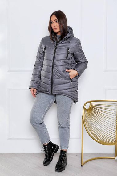 Елегантна жіноча парка, арт. 300, темно сірий графіт | Зображення 6