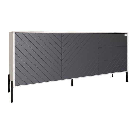Комод з чорними металевими ніжками LION Амарант 168x40x76,5 см Бетон Style/Графітовий (LION-041884) | Зображення 1