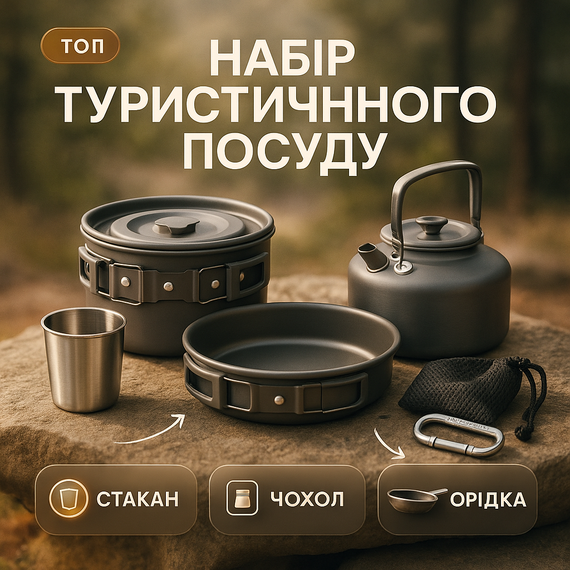 Легкий туристичний набір посуду HALIN DS-308, Набір посуду для кемпінгового примусу TE-78