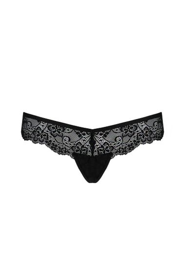 Кружевные трусики-танга с атласным бантиком Passion NAJA THONG S/M, black Sex Aura | Зображення 4