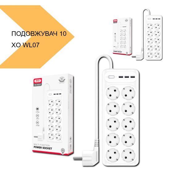 Подовжувач мережі 10 розеток/3USB/3,1A XO WL07 білий (MAW-44066_941) | Зображення 2