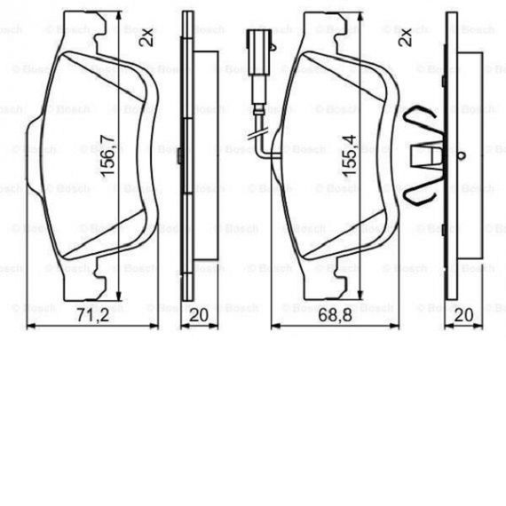Тормозные колодки Bosch дисковые передние FORD Escort VII 1.3i,1.4i,1.6i,1.8i -01 0986460949 | Зображення 2