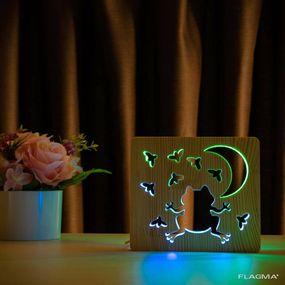 Светильник ночник ArtEco Light из дерева LED "Лягушка и сверчки" с пультом и...