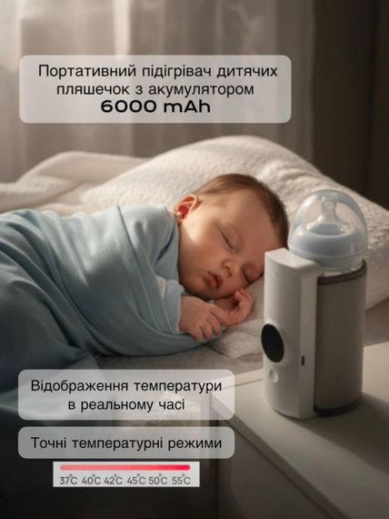 Портативний Підігрівач-Термос для дитячої пляшечки з вбудованим акумулятором 6000 mah White | Зображення 1