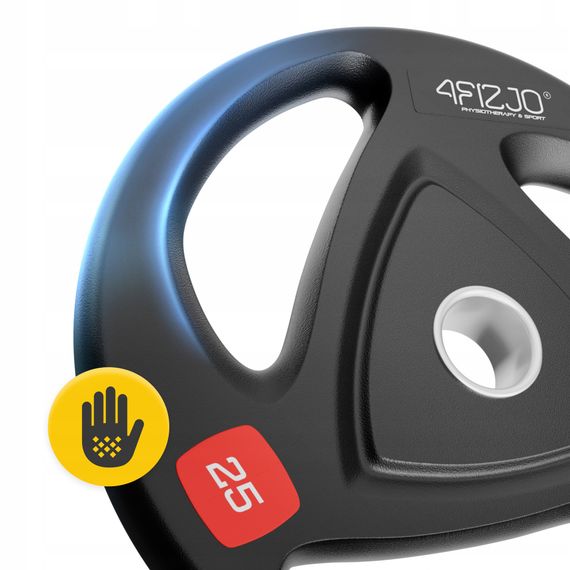 Диск олімпійський 4FIZJO 1 x 25 кг 51 мм металевий, прогумований Black (P-5905973401302) | Зображення 6