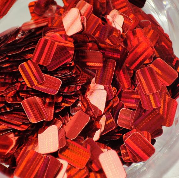 Червоні голографічні прямокутники (в баночці)