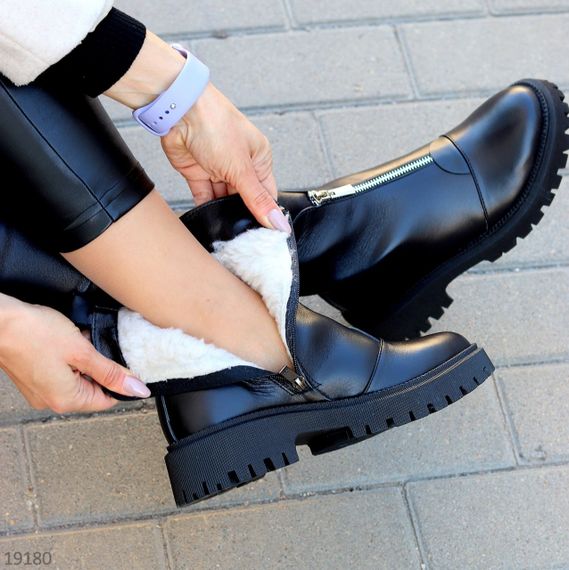 Базові повсякденні чорні зимові черевики натуральна шкіра 37