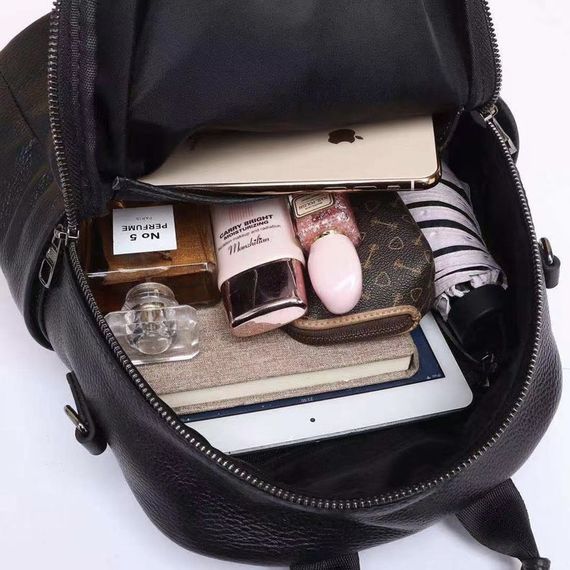 Шкіряний класичний жіночий рюкзак чорний 94083 | Зображення 5