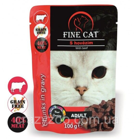 Влажный корм для котов Fine Cat Beef in Sauce Говядина в соусе 100 г 8000