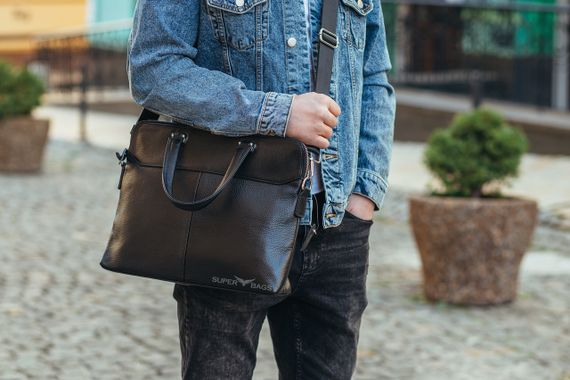 Офісна чоловіча сумка для документів Tiding Bag N15419 чорна | Зображення 3