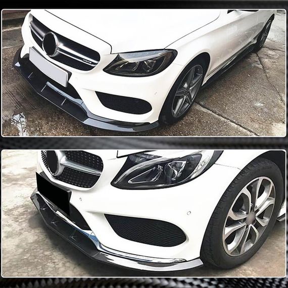 Накладка на передній бампер Lip V3 (для C43 AMG 2015-2019, Карбон) для Mercedes C-сlass W205 рр | Зображення 3