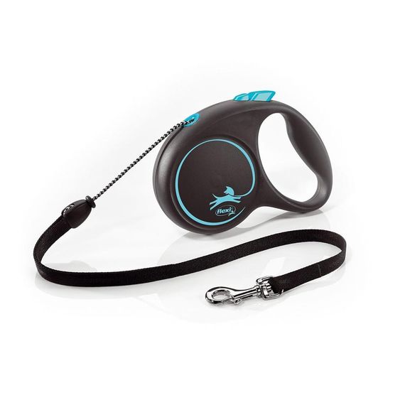 Рулетка Flexi Black Design M, трос 5 м, синий