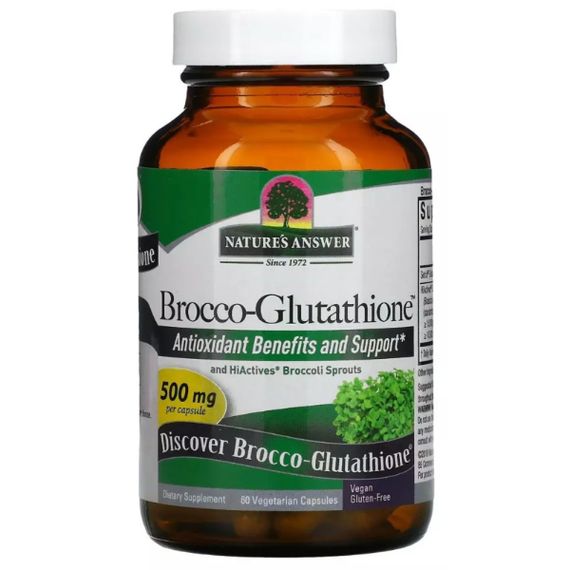 Антиоксидант Nature's Answer Brocco-Glutathione 500 mg 60 Veg Caps