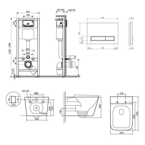 Готове рішення Qtap для ванної кімнати: підвісний унітаз Tern Ultra Quiet 525x345x360 + комплект інсталяції Nest 4 в 1 (лінійна | Зображення 1
