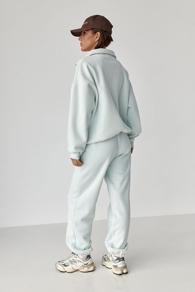 Утеплений спортивний костюм зі світшотом та джогерами - бірюзовий цвет, M (є розміри) | Зображення 1