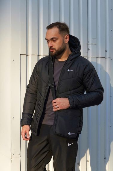 Комплект куртка Nike чорна + штани Nike. Барсетка Nike у подарунок!