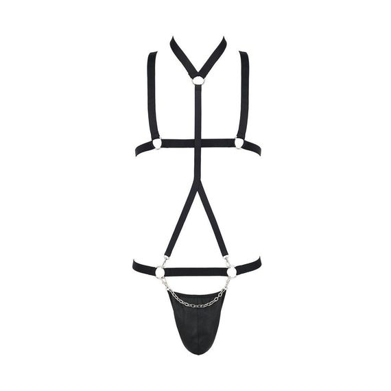 Комплект чоловічої білизни зі стреп Passion 039 SET ANDREW L/XL Black, стринги, шлейки Sex Aura | Зображення 4