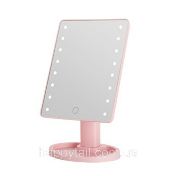 Дзеркало косметичне 21х16 см 16 LED Чорне HP-10-3AP