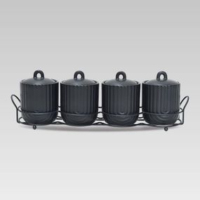 Набор для специй Maestro MR-20006-04CS Line work 4 керамические баночки с подставкой