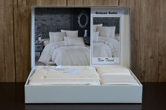 Комплект постільної білизни First Choice Deluxe Satin 200х220 New Trend Cream | Зображення 2