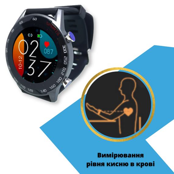 Смарт годинник KMITX T14 Black з СЕНСОРНИМ екраном з пульсометром та тонометром та датчиком вимірювання кисню + Захисна плівка (e607b6-t14b) | Зображення 2