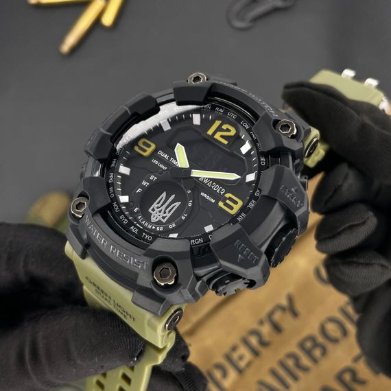 Чоловічий годинник Awarder 004 Тризуб срібло Army Green-Black | Зображення 1