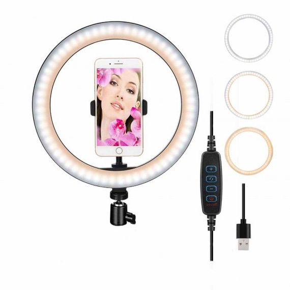 Освітлення для фото 26 см, Кільцева лампа велика, Лампа кільце FI-653 для фото