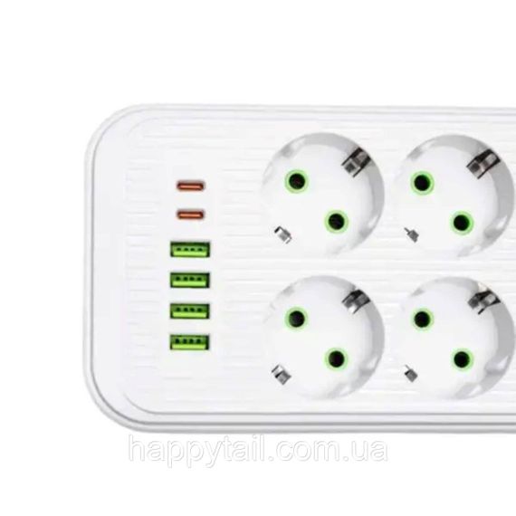 Мережевий фільтр-подовжувач 8 розеток 4xUSB-A 2xUSB-C 5м білий  HP-5-55 | Зображення 3