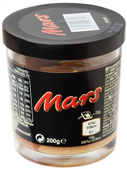 Шоколадно-карамельний крем Mars, 200г ,Голландія (Нідерланди), Шоколадна паста Марс