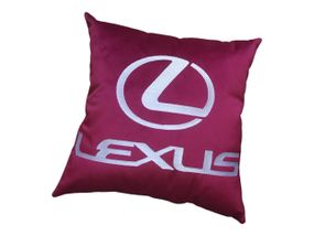 Авто Подушка c вышивкой логотипа марки лексус Lexus Малиновый автомобилисту 02224