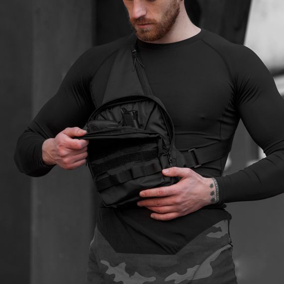 Тактична сумка кобура, чоловічий месенджер із чорної кордури, слінг, Чоловіча сумка кроссбоді, Сумка для міста | Зображення 6