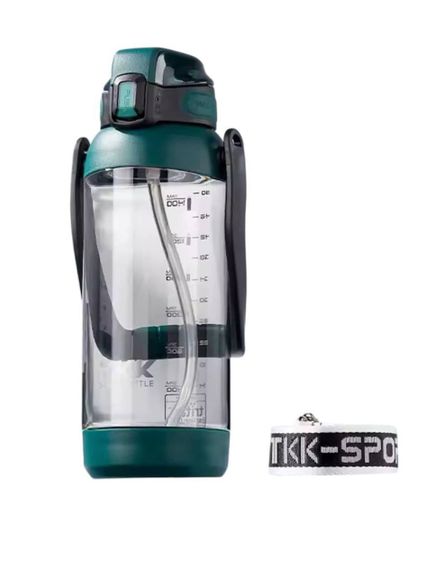 Пляшка TKK 1400 мл — Зелена Tritan BPA-free, ударостійка, спортивна з подвійною системою перенесення | Зображення 1
