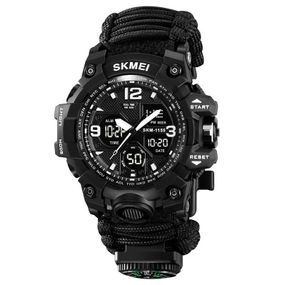 Бюджетные спортивные часы SKMEI 1155BKBK PARACORD, Часы для военных и отдыха Спортивные прочные FA-96