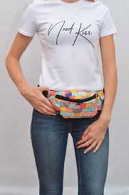 Сумка поясна бананка 4Profi Міні з принтом Веселі кошенята з двома відділеннями 19993