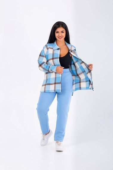 Женский теплый костюм рубашка и штаны NB23031 цвет голубой, размер 46/50 | Зображення 2