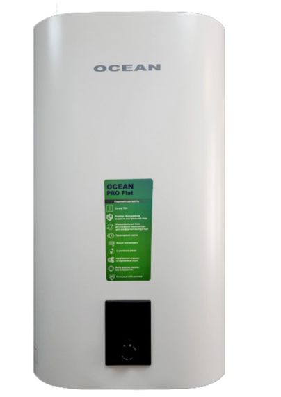 Водонагрівач Ocean FLAT 50 л, 2,0 кВт, "сухий" ТЕН, вертикальний, прямокутний, білий (RZB50M ET+DT)