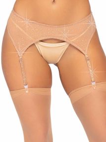 Пояс для чулок со стразами Leg Avenue Roxy бежевый, One Size sexstyle