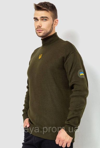 Гольф чоловічий з вишивкою тризуб, колір хакі, розмір XL FA_008228