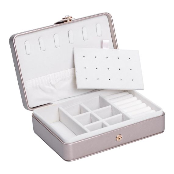 Скринька для прикрас з еко шкіри 16×11×4.7 см органайзер для ювелірних виробів HP-5-30GOLD | Зображення 3