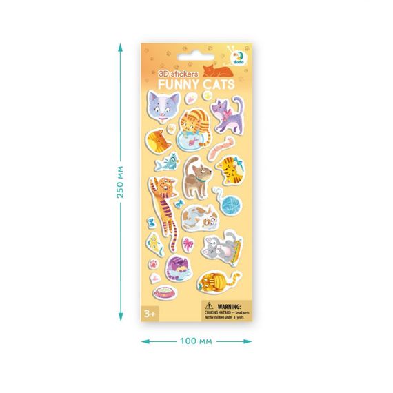 Набор 3D-наклеек "Забавные котики" DoDo 300845 | Зображення 1